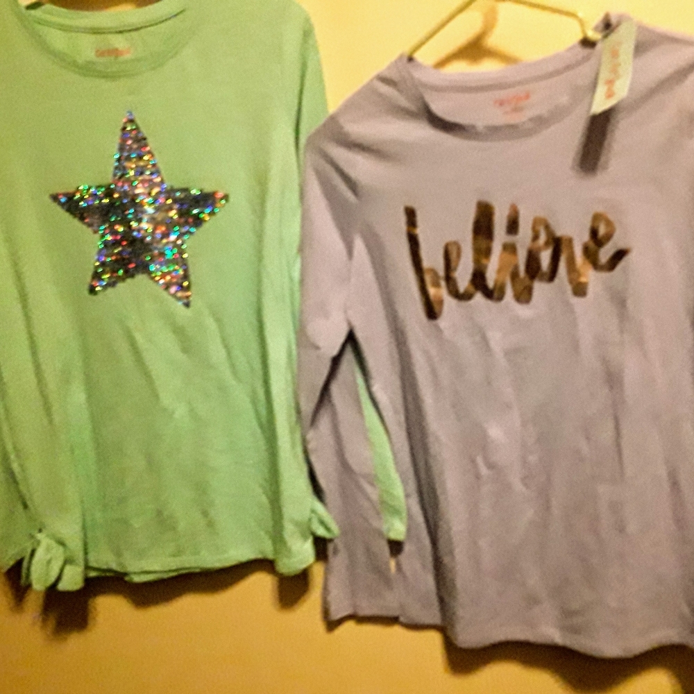 2 Brand New Girl's XL Cat & Jack Long Sleeved Shir